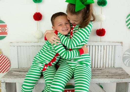 Striped Christmas Pajamas with Faux Butt Flap