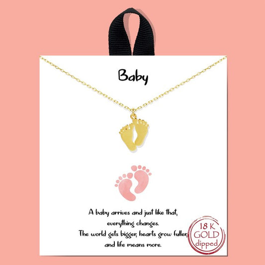 Dainty Chain Link Necklace w/ Baby Feet Pendant