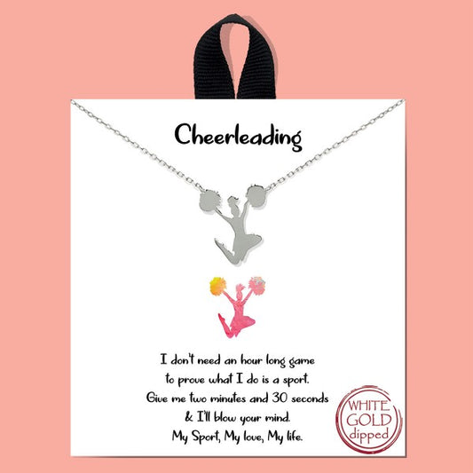 Dainty Chain Link Necklace Featuring Cheerleader Pendant