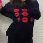 Black/Red Lips and Hearts Valentine Sweater