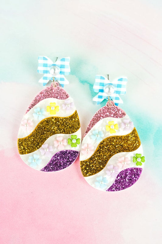 Easter Earrings, Glitter Easter Earrings, Easter Egg Earrings, Spring Earrings, Gift for Easter, Easter gift, Gift for her Easter basket